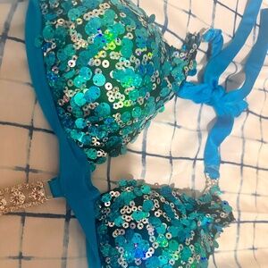 Stunning Blue Sequin Bikini Set - Perfect for Festivals or Beach Parties